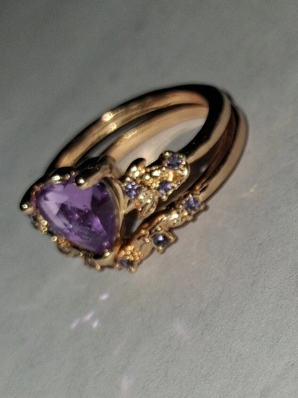 Gold Amethyst Heart Ring